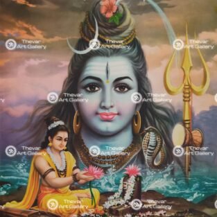 Shiva linga Puja antique Vintage print - Thevar art gallery
